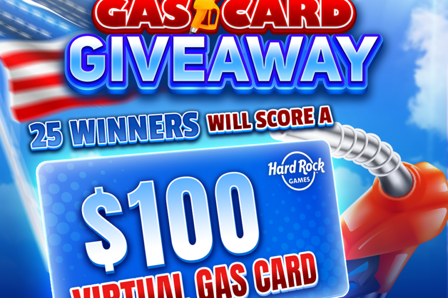 Memorial day gas card giveaway promotional banner featuring an american flag, gas pump icon, and $100 virtual gas card