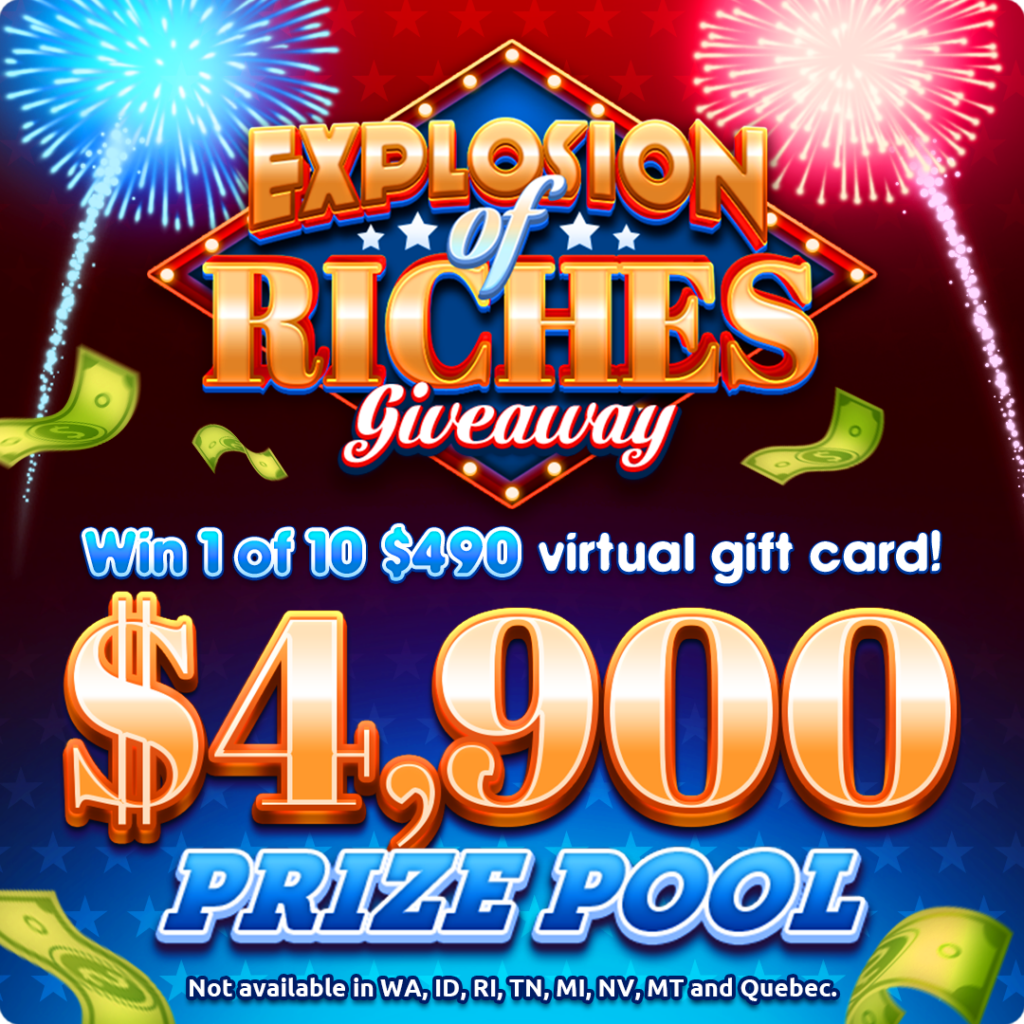 Explosion of riches giveaway prize pool by hard rock games